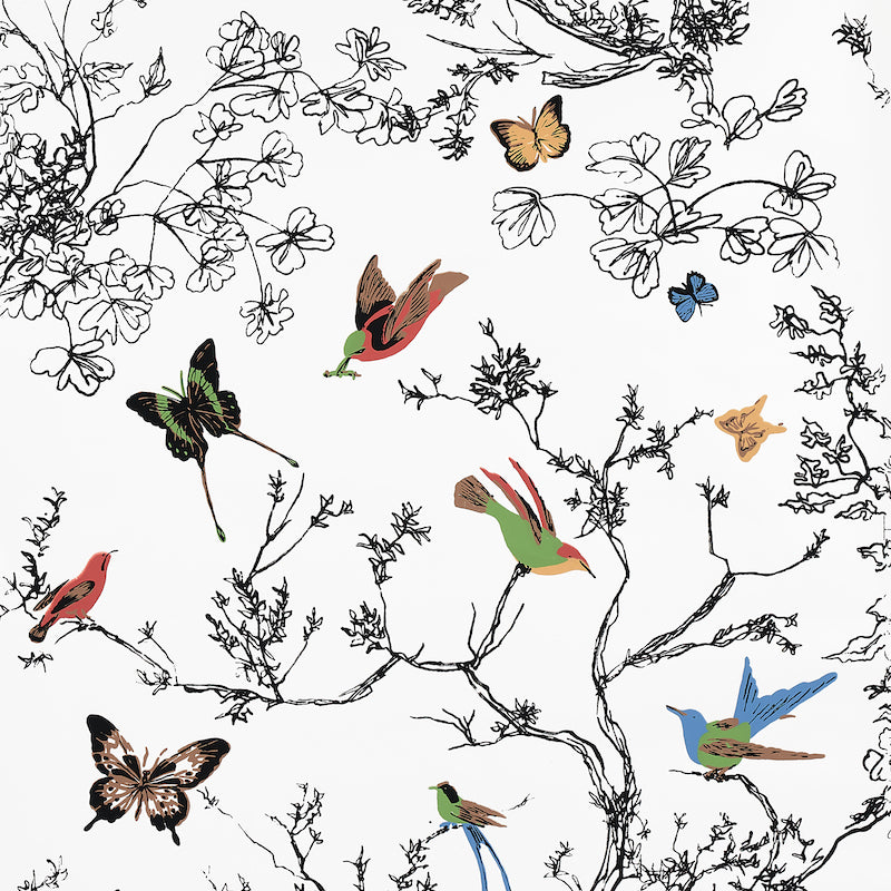 BIRDS-BUTTERFLIES-MULTI-ON-WHITE-SCHUMACHER-2704420