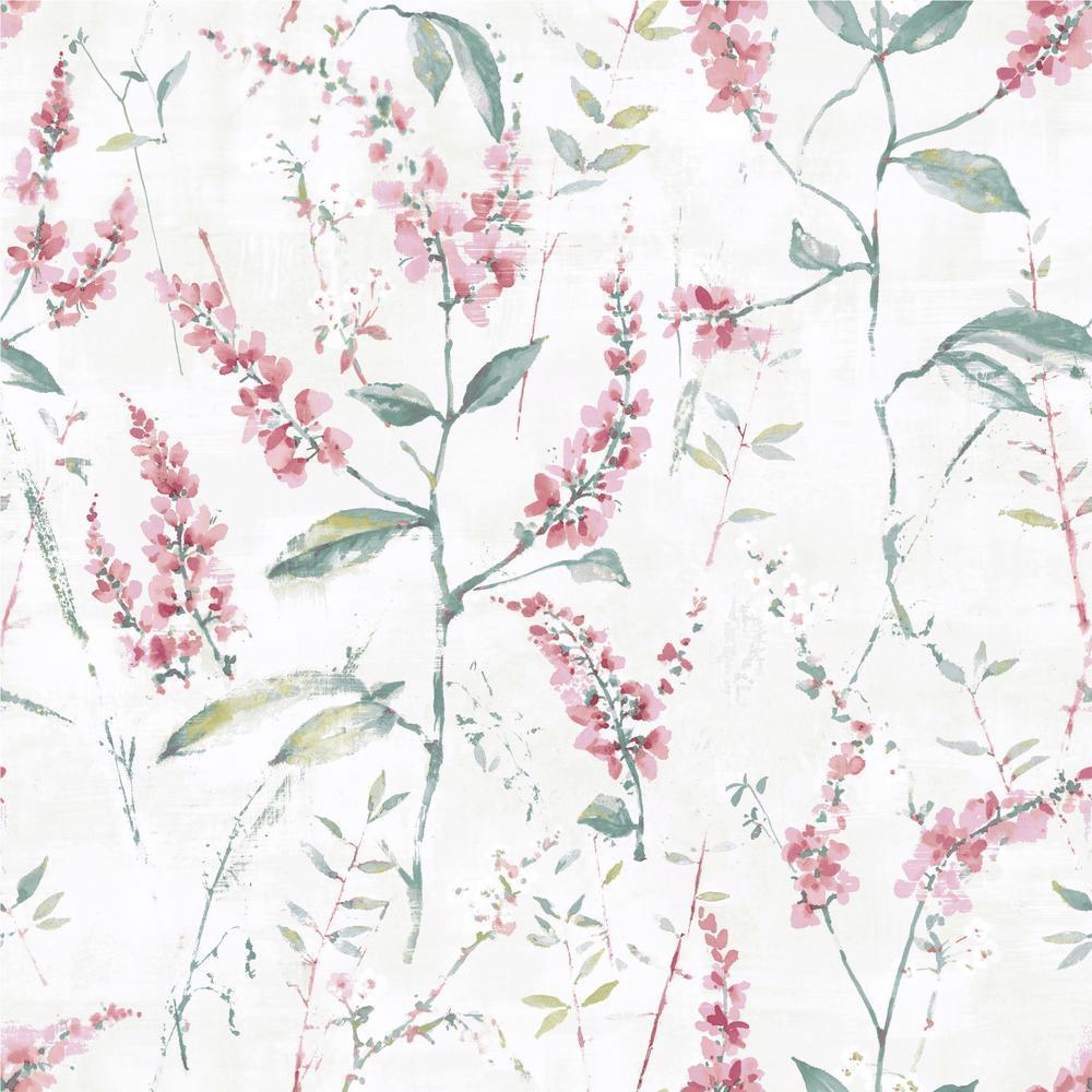 Floral Sprig Peel and Stick Wallpaper - Pink - York Wallcoverings - RMK11452WP