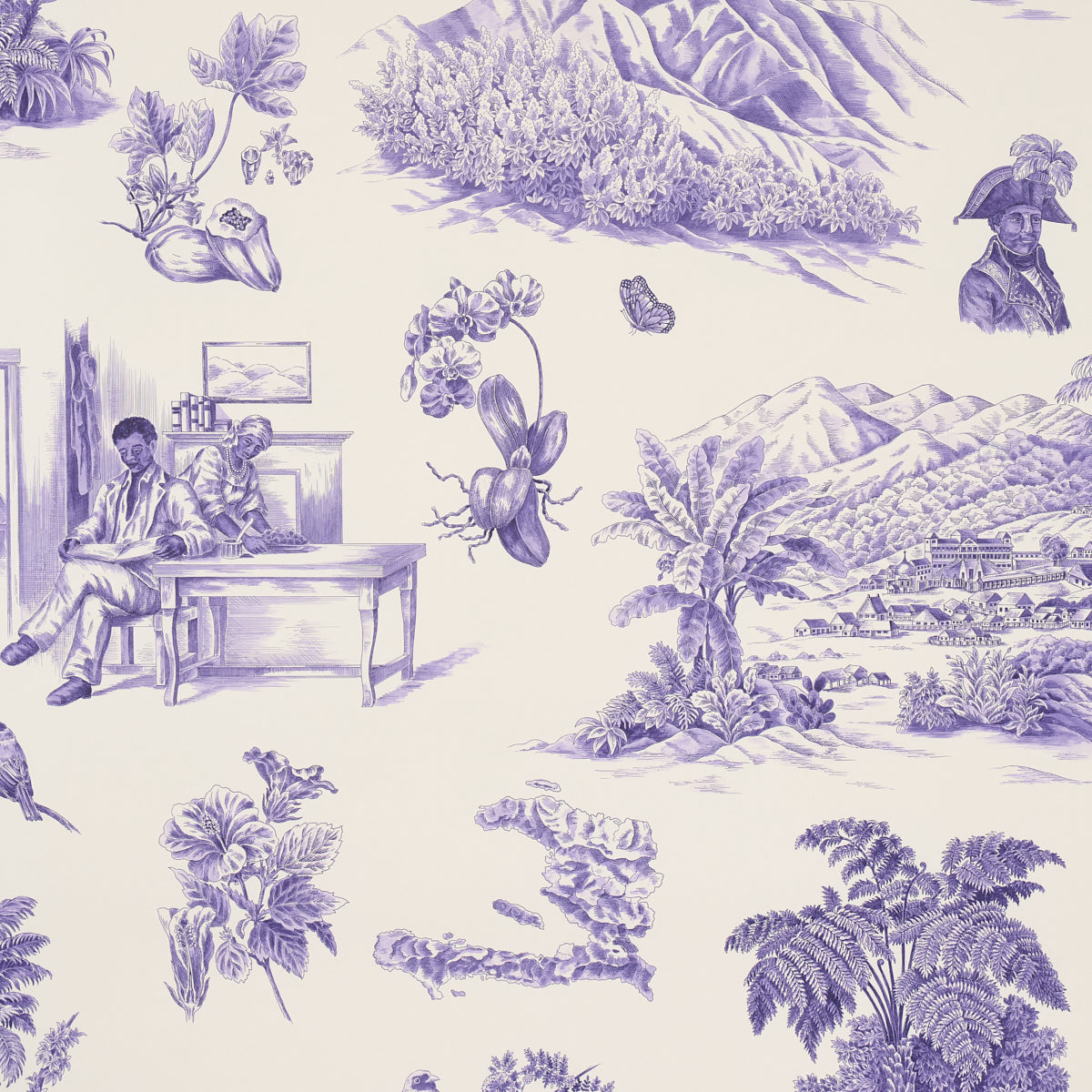 TOUSSAINT-TOILE-PURPLE-ON-CREAM-SCHUMACHER-5013770