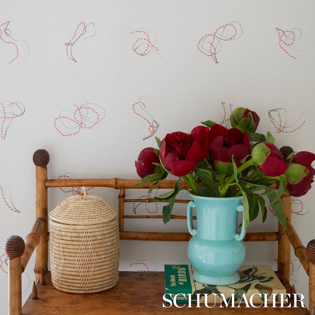 BUTCHER-STRING-RED-AND-WHITE-ON-IVORY-SCHUMACHER-5014471