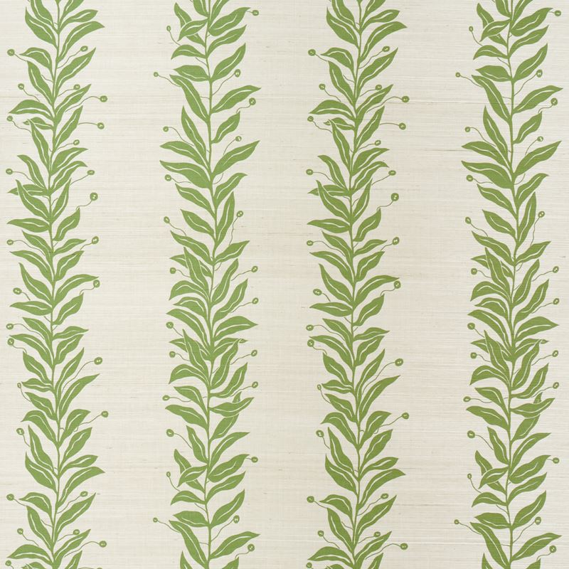 Schumacher Wallpaper 5015560 Tendril Stripe Sisal Olive