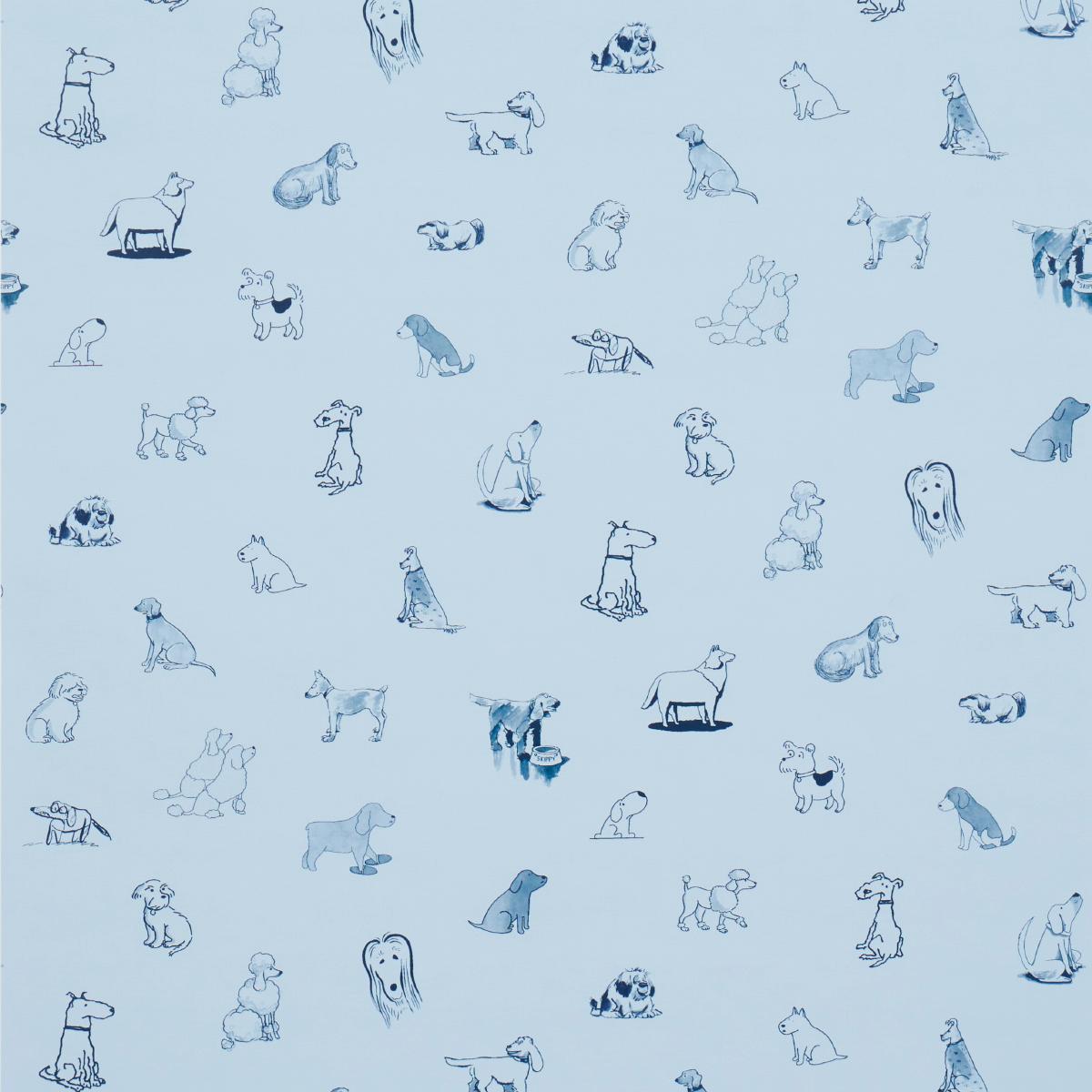 Schumacher Wallpaper 5016132 Good Dogs Everywhere in Sky & Navy Blue - 