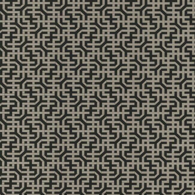 Dynastic Lattice Wallpaper - Black/Glint - York Wallcoverings - 5801