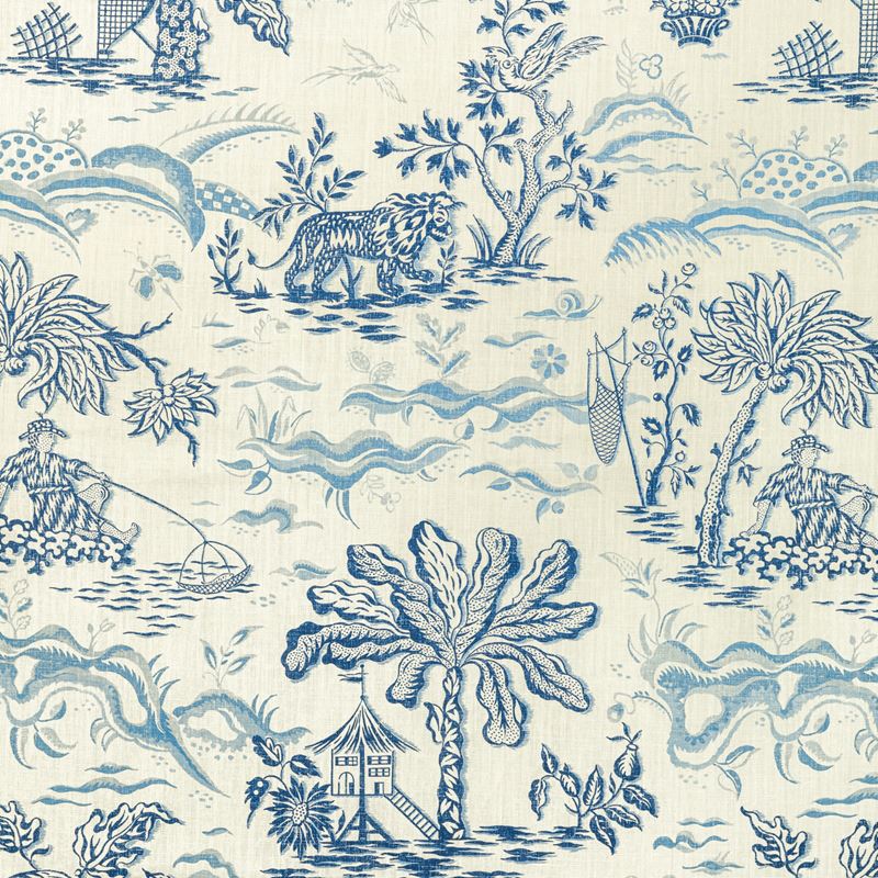 Brunschwig & Fils Fabric 8022101.55 Valensole Print Navy/Sky