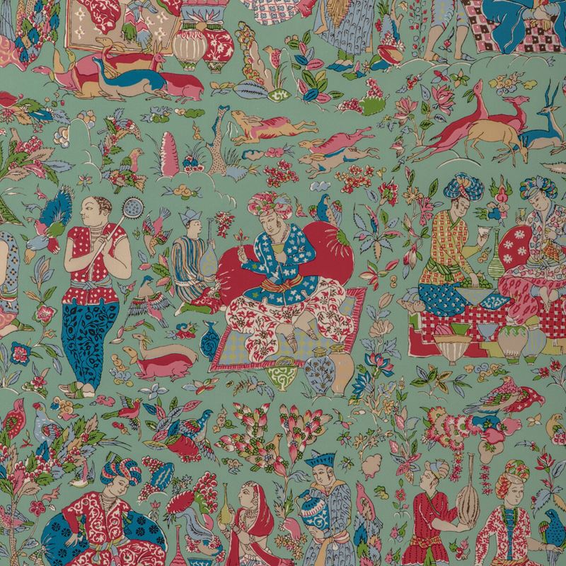 Brunschwig & Fils Fabric 8024100.319 Shalimar Print Jade/Rose