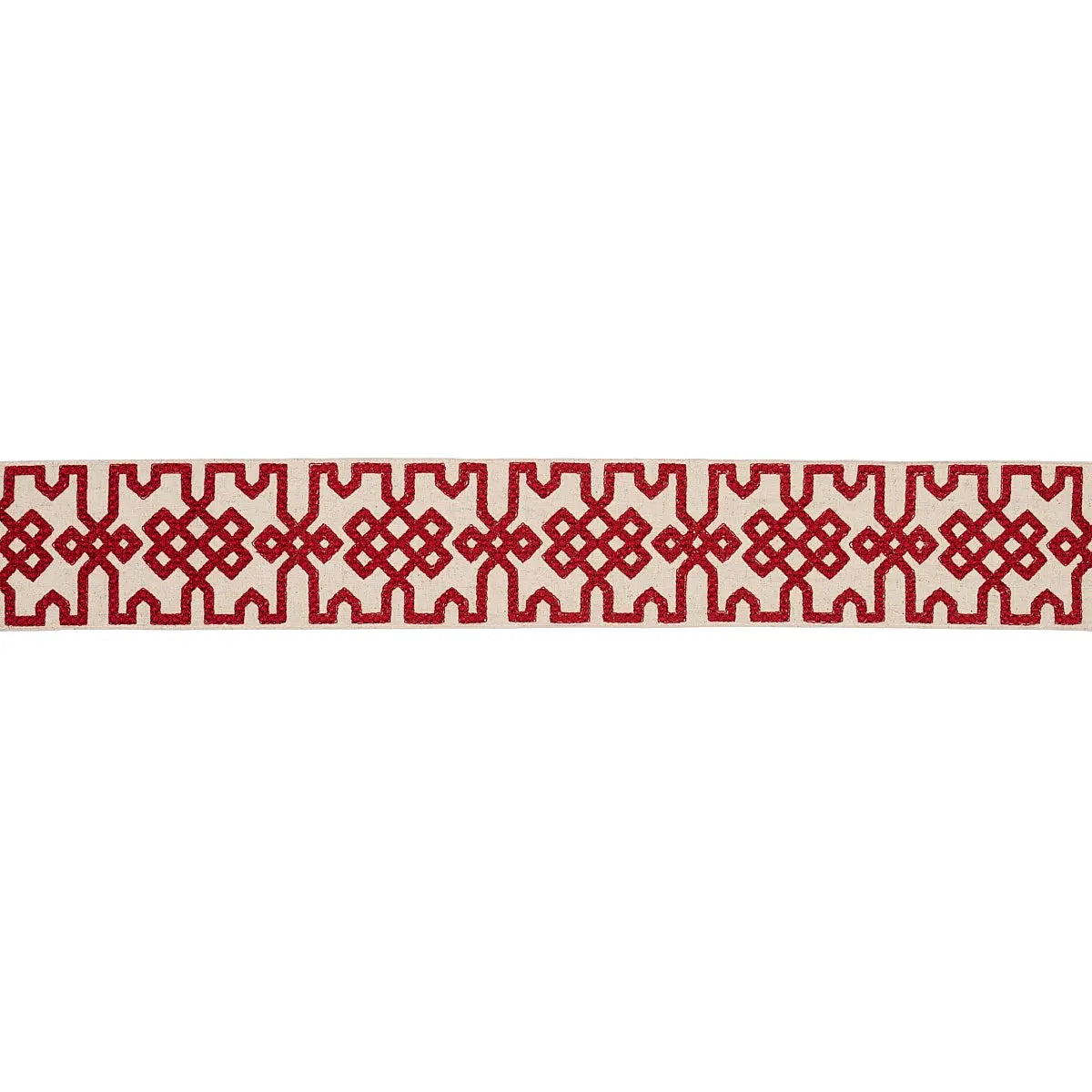 KNOTTED-TRELLIS-TAPE-CRIMSON-ON-UNBLEACHED-SCHUMACHER-80881