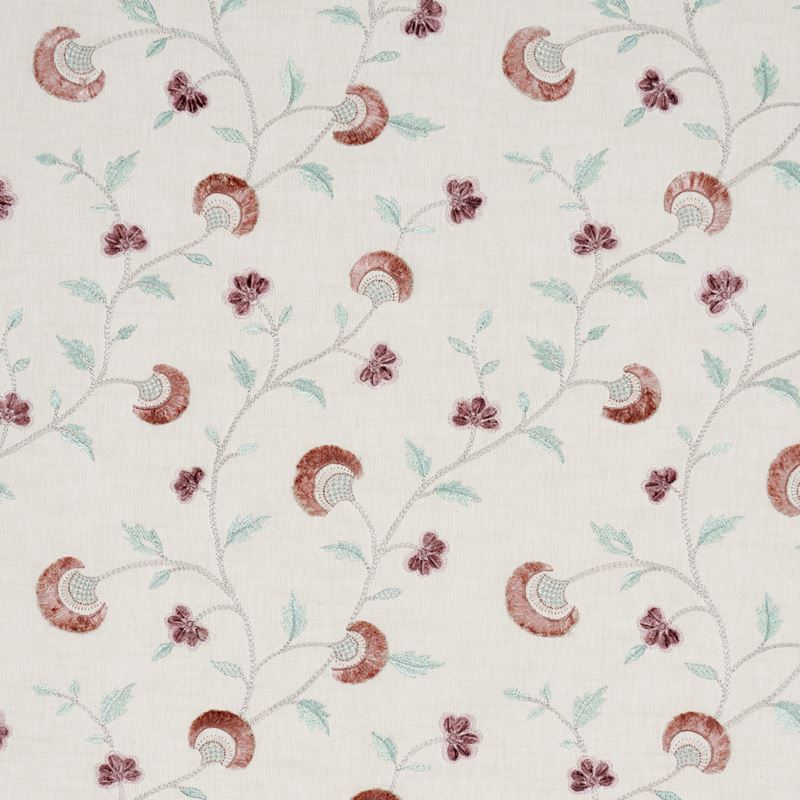 Schumacher Fabric 83660 Iyla Embroidery Rose & Natural