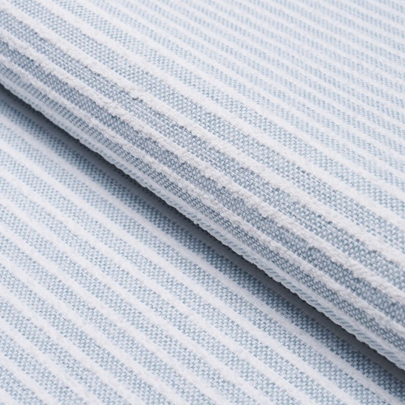 Schumacher Fabric 84260 Bouclã‰ Stripe Indoor/Outdoor Chambray