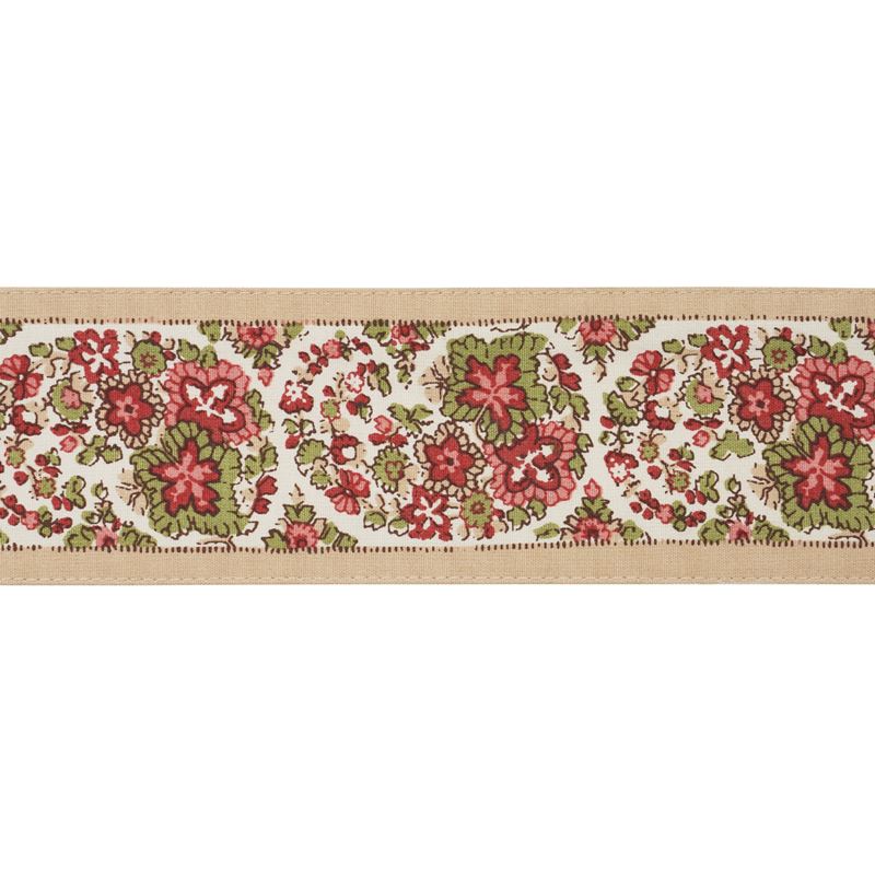 Schumacher Fabric 84442 Ines Paisley Trim Rose & Cognac