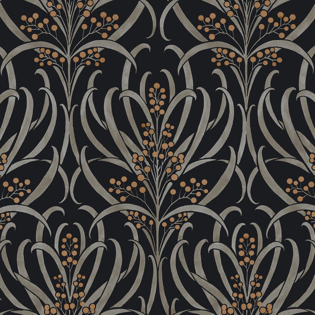 Calluna Wallpaper - Black/Gold - York Wallcoverings - AC9145