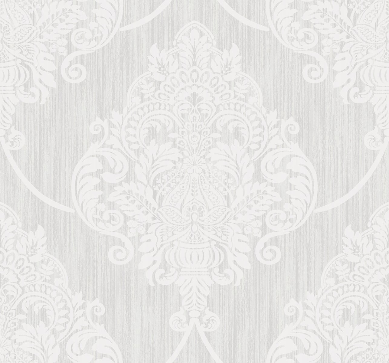 Seabrook Designs AW70800 Casa Blanca 2 Puff Damask  Wallpaper Silver Glitter and Off-White