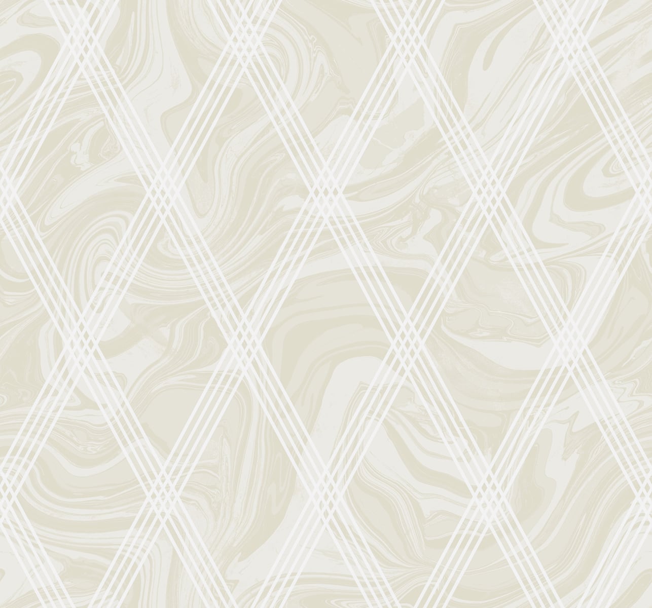 Seabrook Designs AW70905 Casa Blanca 2 Marble Diamond Geometric  Wallpaper Metallic Gold and White