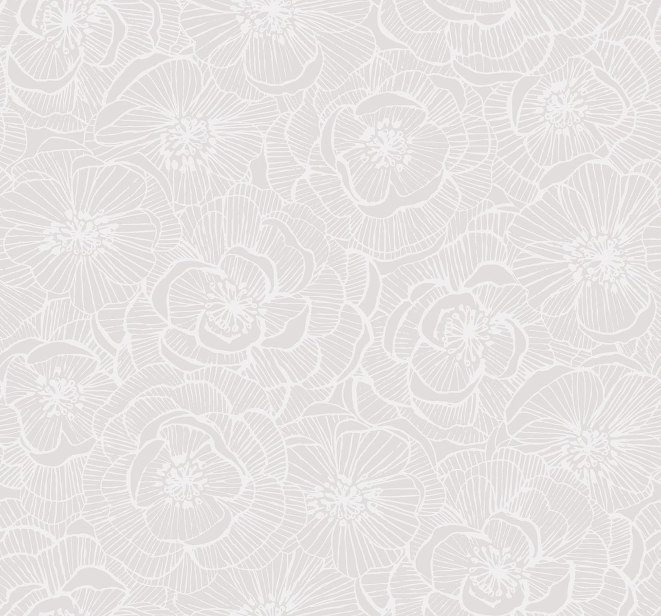 Seabrook Designs AW71001 Casa Blanca 2 Graphic Floral  Wallpaper Metallic Champagne and Off-White