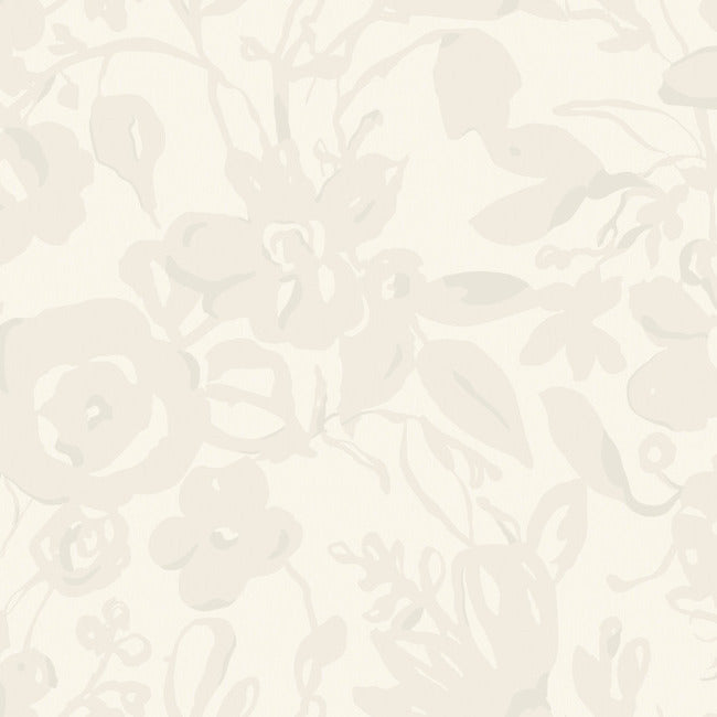 Brushstroke Floral Wallpaper - White/Pearl - York Wallcoverings - BL1734