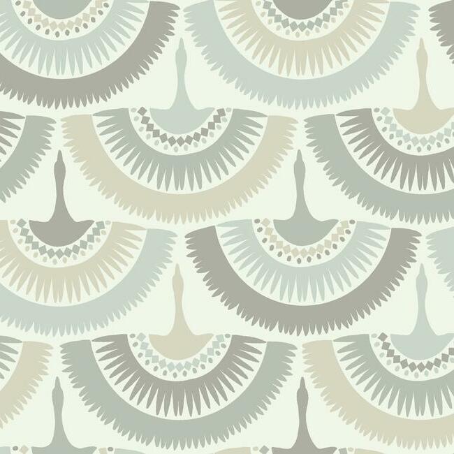 Feather & Fringe Wallpaper - Neutral/Blue - York Wallcoverings - BO6643