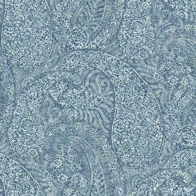 Kashmir Dreams Paisley Wallpaper - Blue - York Wallcoverings - BO6655