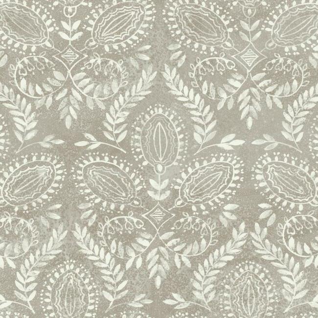 Laurel Damask Wallpaper - Mocha - York Wallcoverings - BO6732