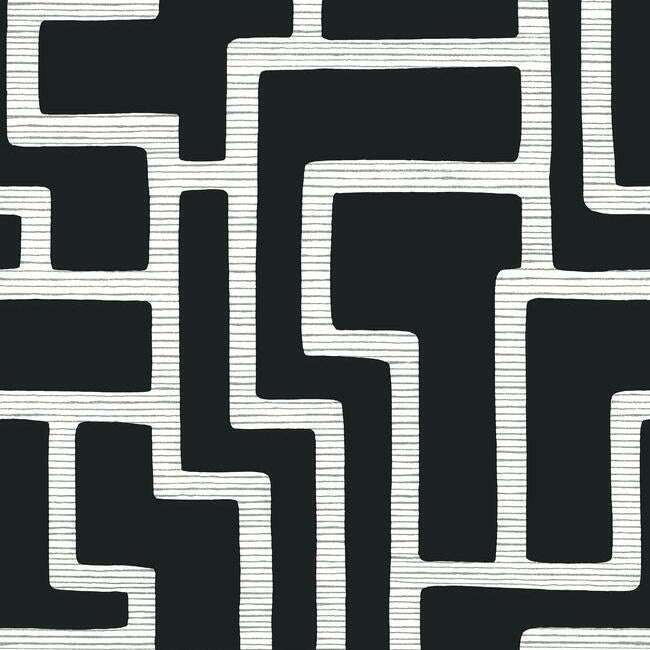 Graphic Polyomino Wallpaper - Black/White - York Wallcoverings - BW3831