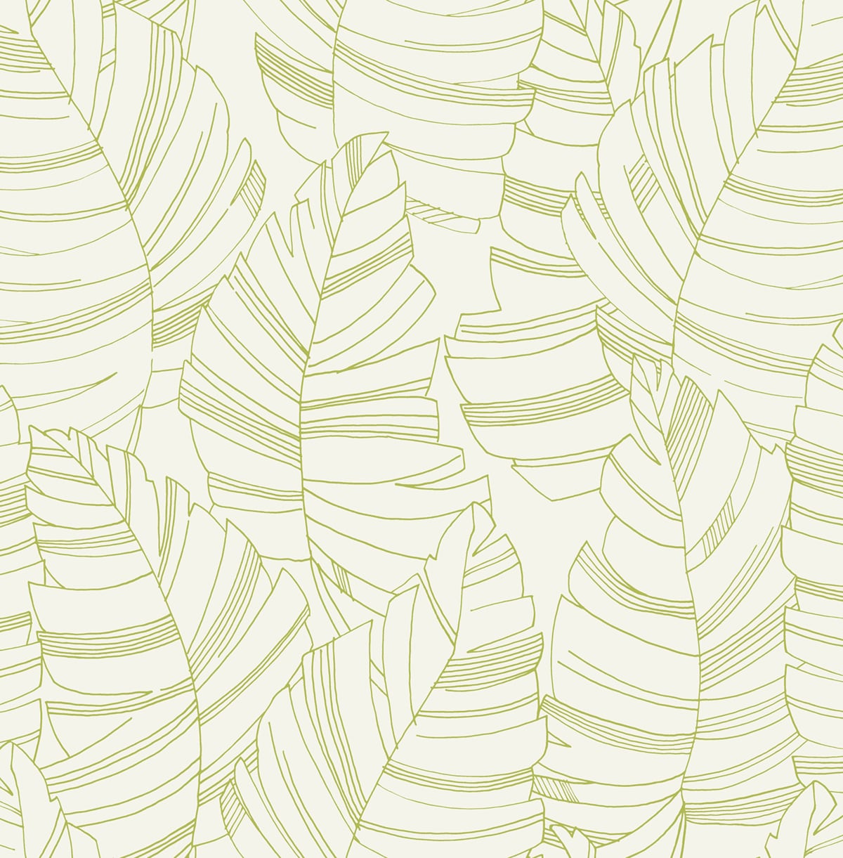 Seabrook Designs DA61404 Day Dreamers Jungle Leaves  Wallpaper Green Apple