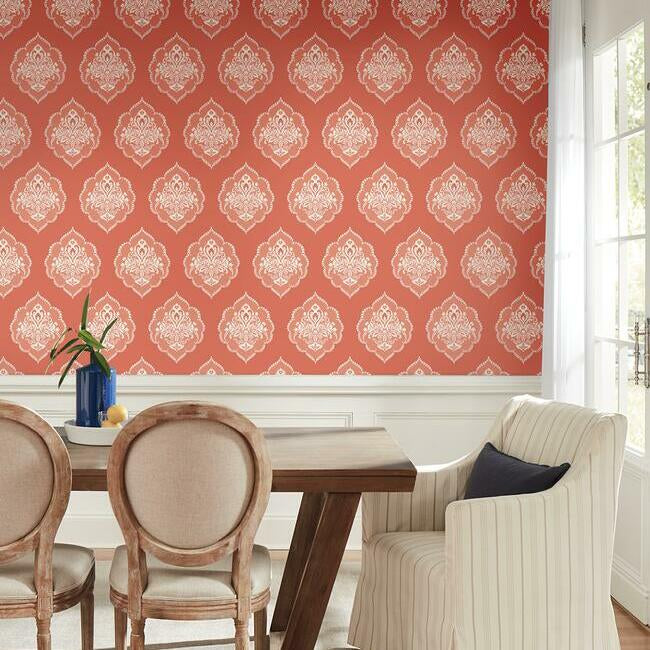 signet-medallion-damask-wallpaper-coral-york-wallcoverings-dm4981