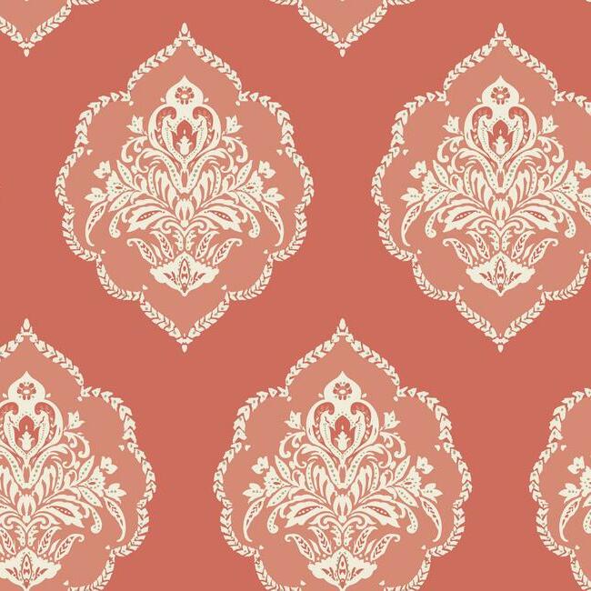 signet-medallion-damask-wallpaper-coral-york-wallcoverings-dm4981