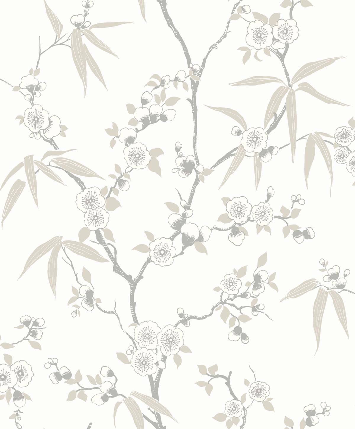 Seabrook Designs EW11107 White Heron Floral Blossom Trail  Wallpaper Morning