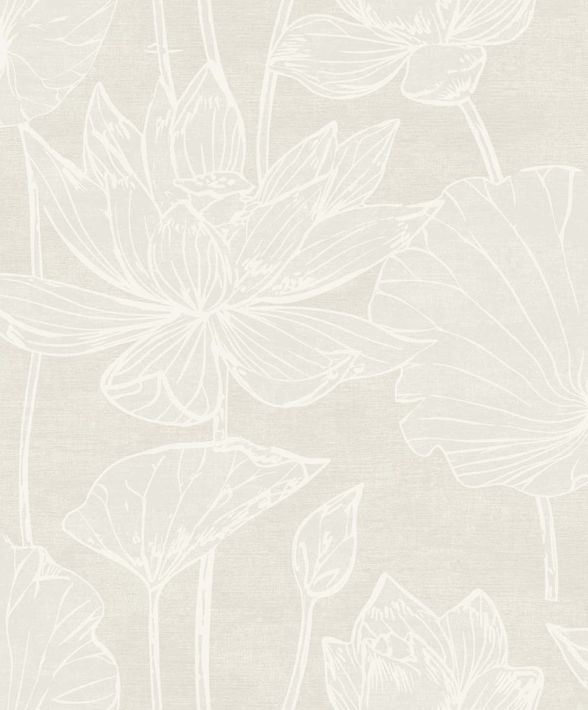 Seabrook Designs EW12005 White Heron Water Lilies  Wallpaper Pearlescent