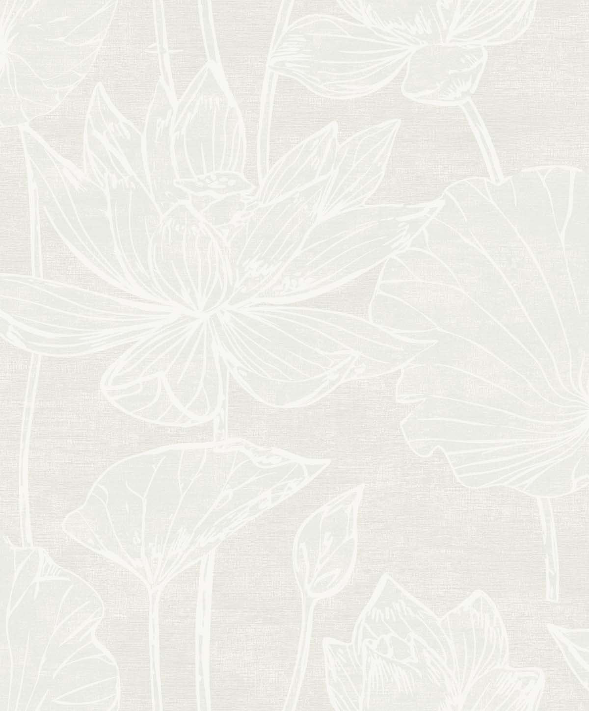 Seabrook Designs EW12015 White Heron Water Lilies  Wallpaper White Pearl