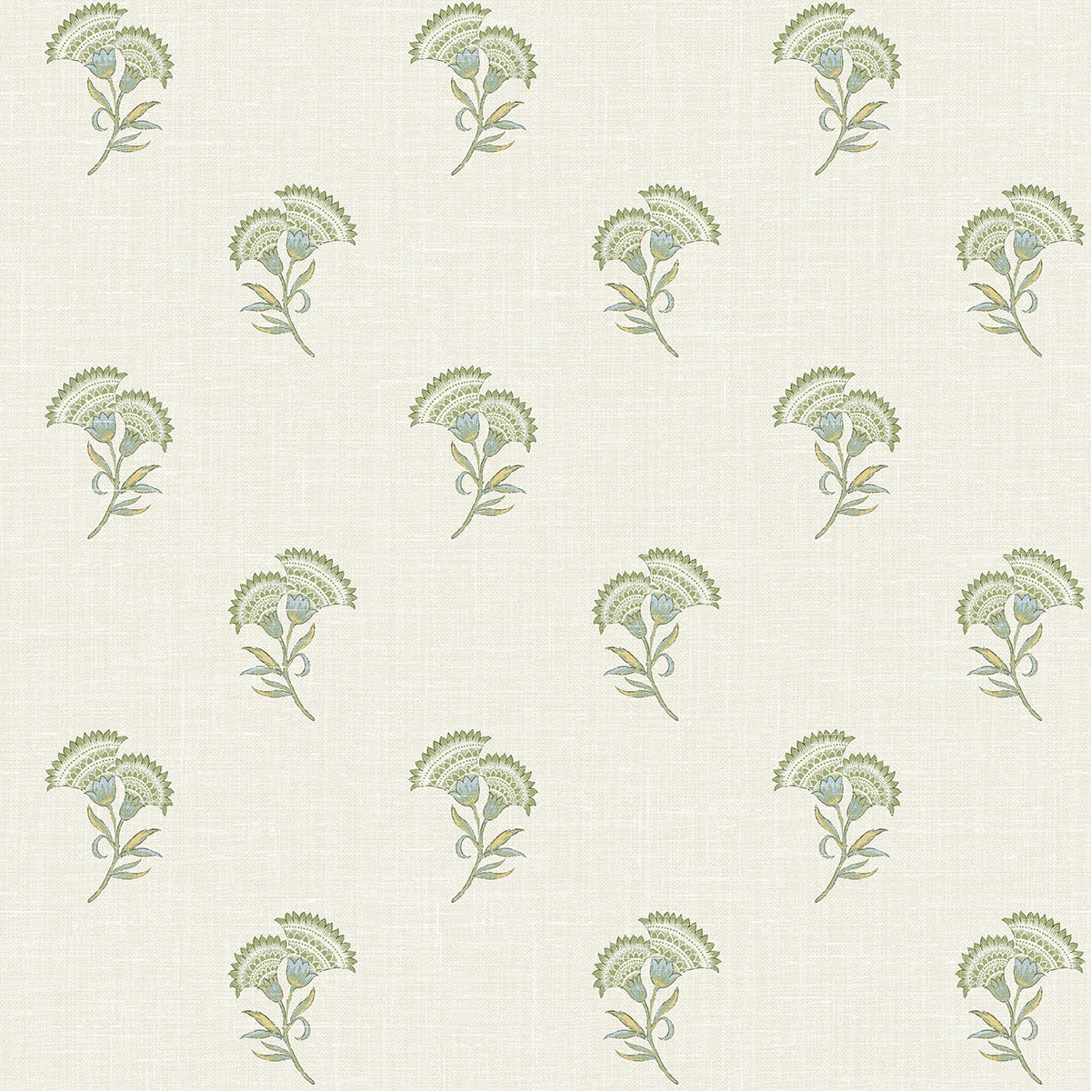 Seabrook Designs FC60804 French Country Lotus Branch Floral  Wallpaper Washed Green & Herb