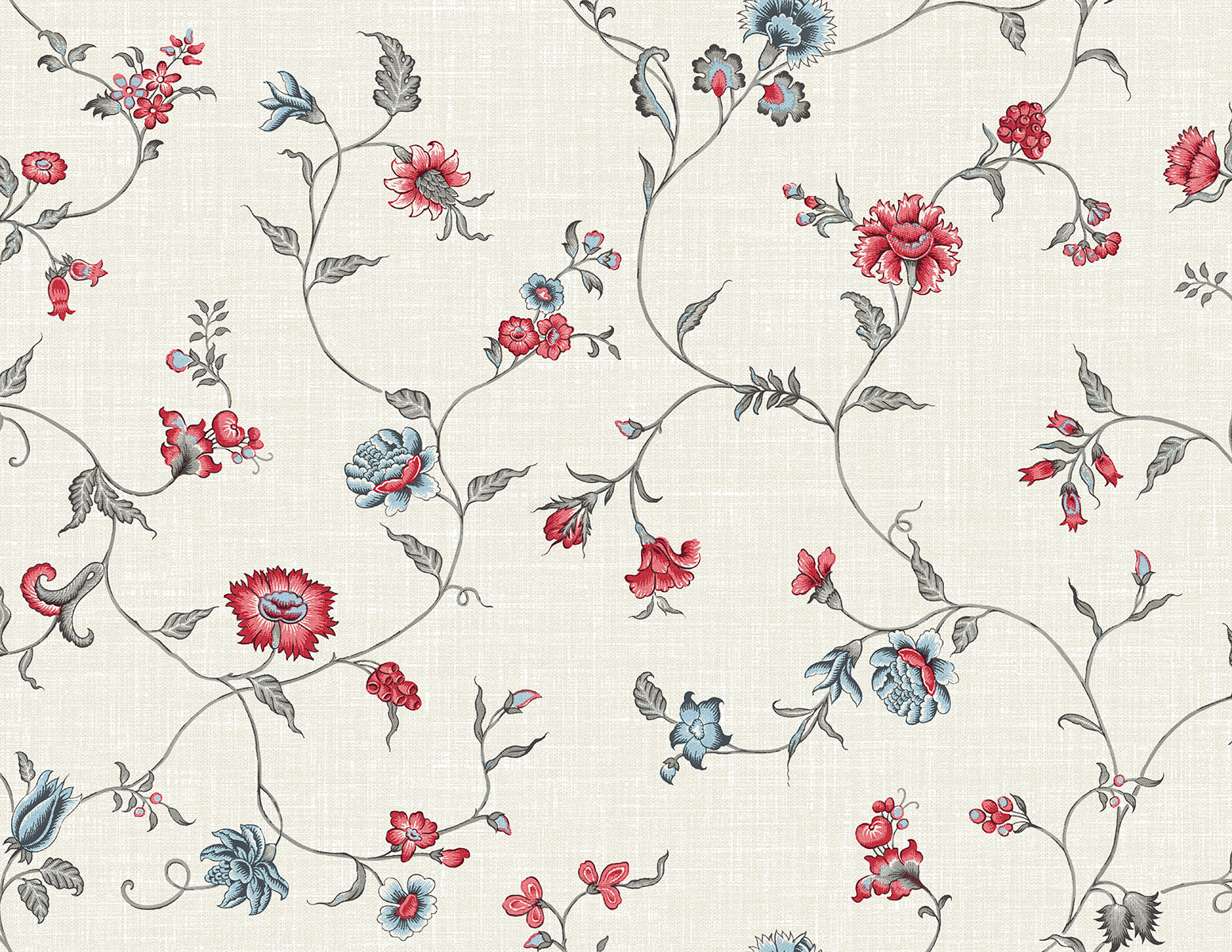 Seabrook Designs FC61001 French Country Florale Trail  Wallpaper Antique Ruby & French Blue