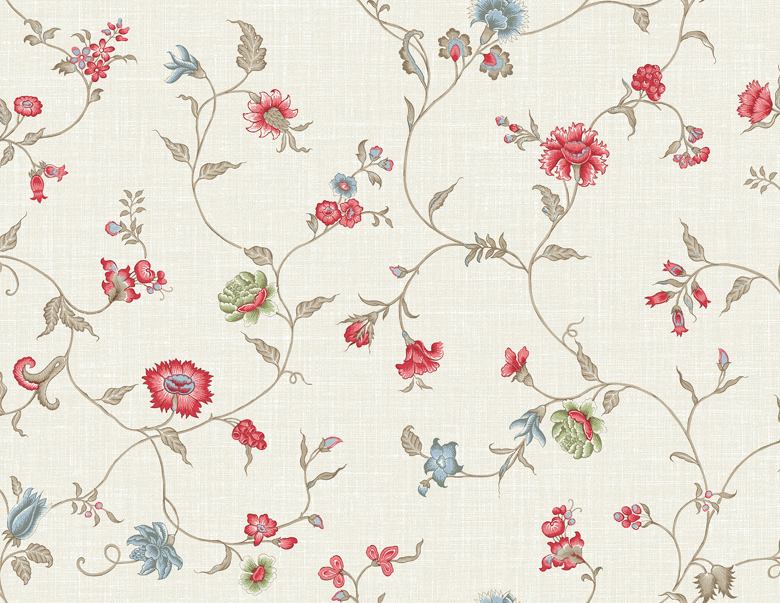 Seabrook Designs FC61004 French Country Florale Trail  Wallpaper Cranberry & Blue Bell