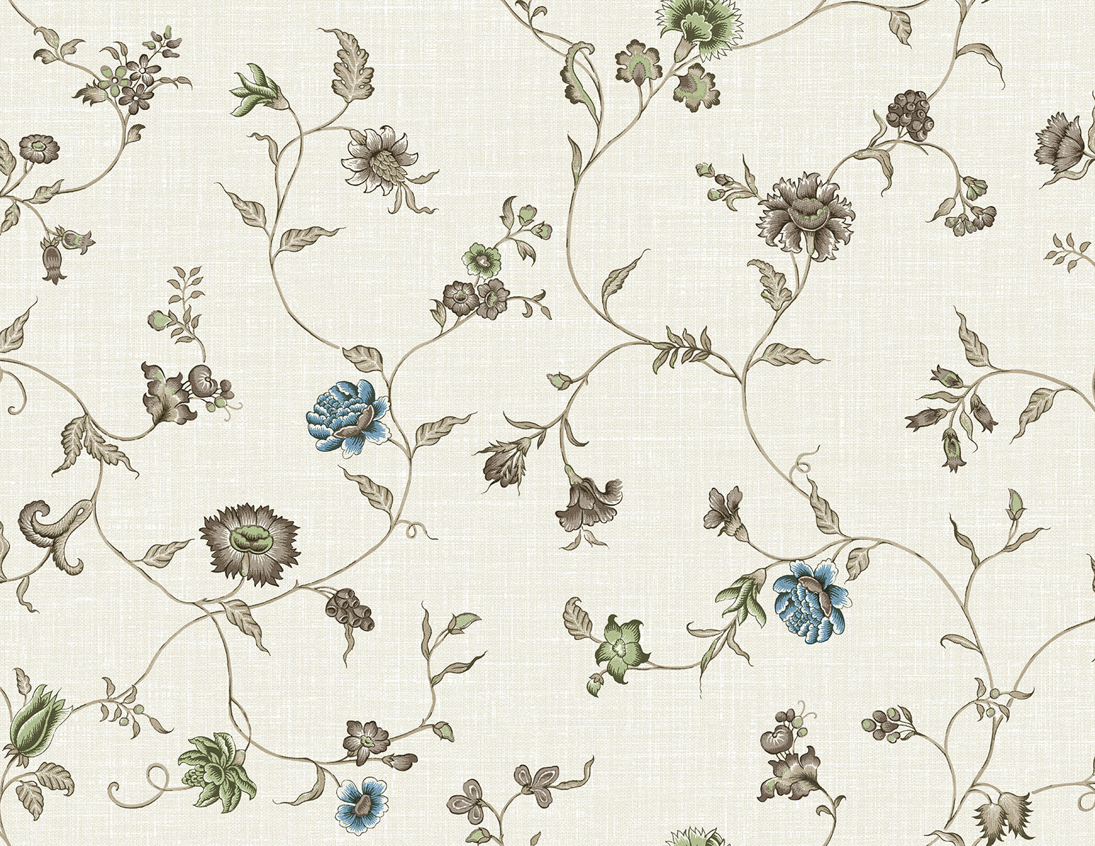 Seabrook Designs FC61008 French Country Florale Trail  Wallpaper Bisque Bleu & French 