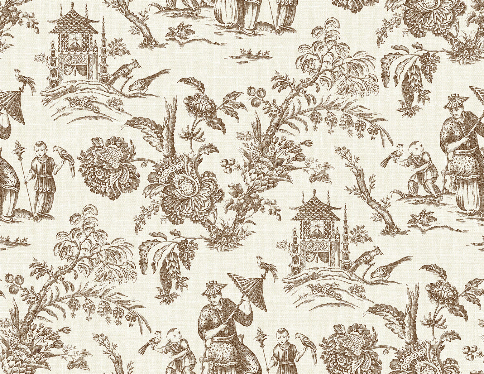 Seabrook Designs FC61806 French Country Colette Chinoiserie  Wallpaper Hickory Smoke