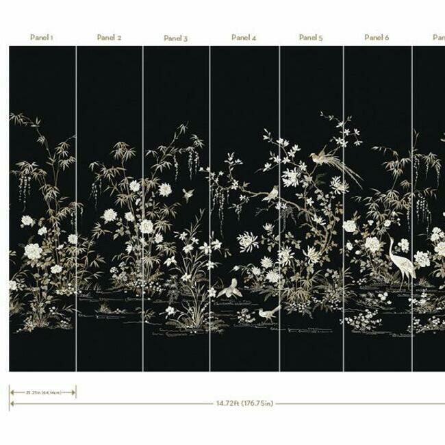 flowering-vine-chinoiserie-mural-black-york-wallcoverings-kt2264m