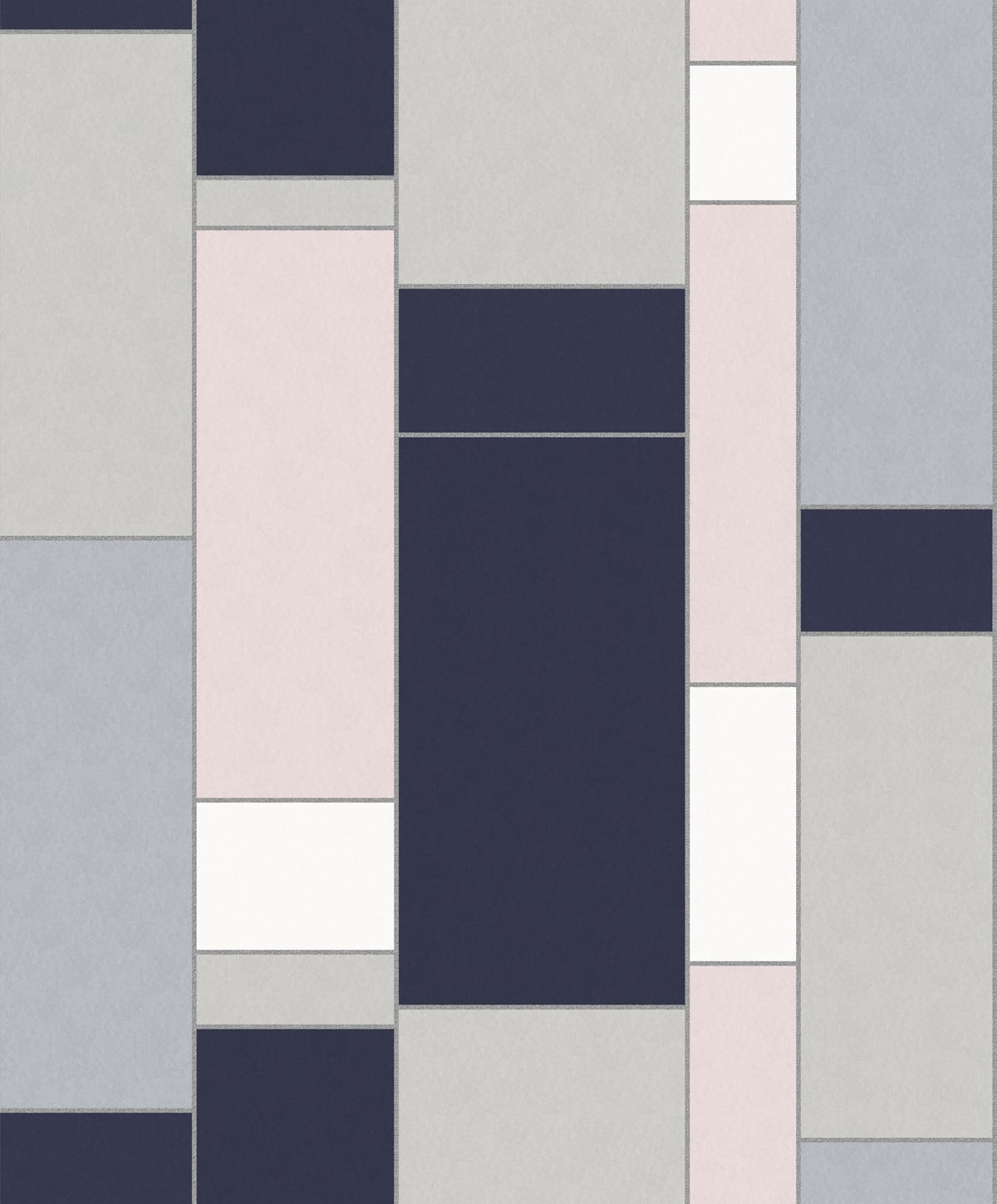 Seabrook Designs KTM1120 Mondrian De Stijl Geometric  Wallpaper Indigo & Metallic Silver