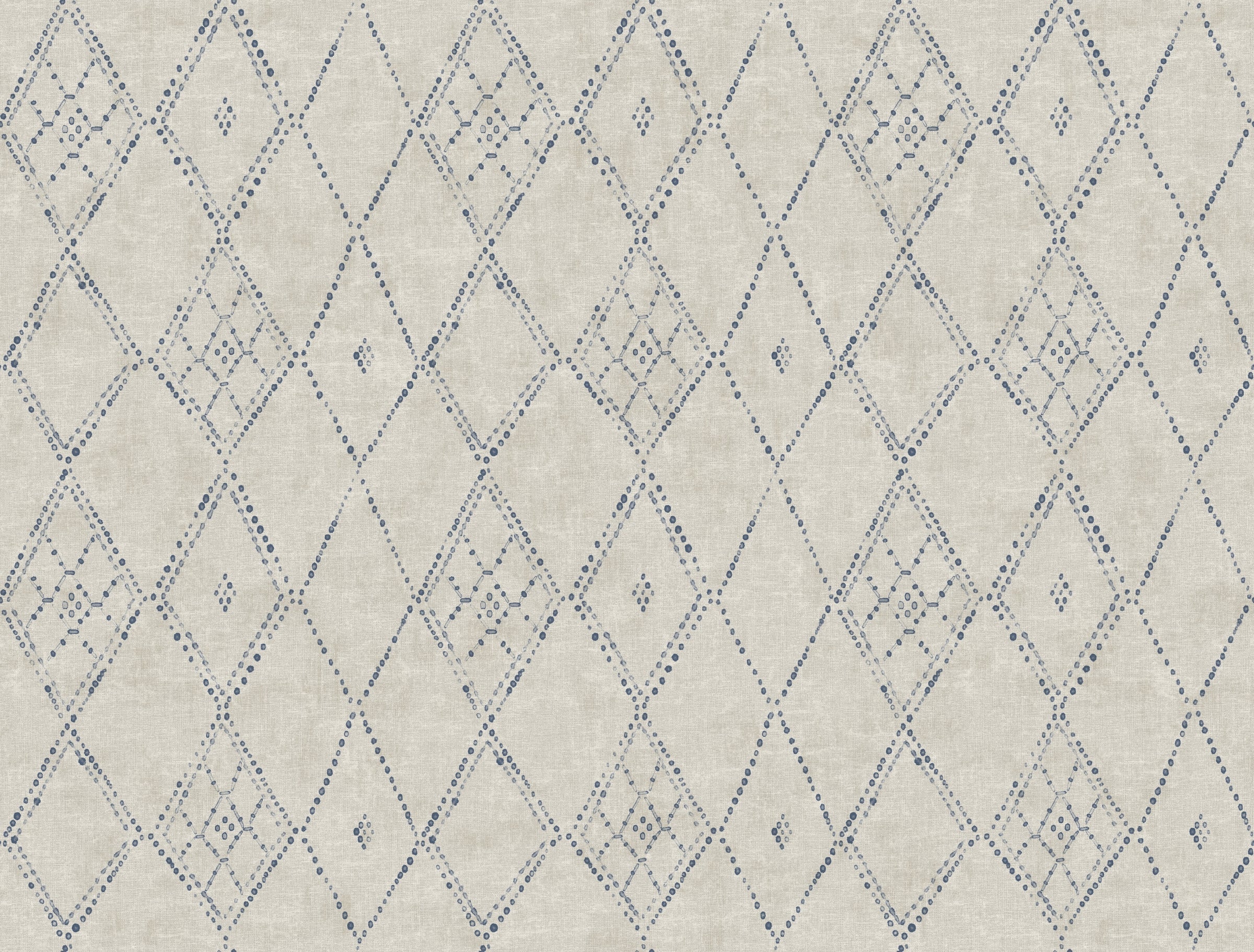 Souk Diamonds Wallpaper - Taupe/Denim - York Wallcoverings - LM5314