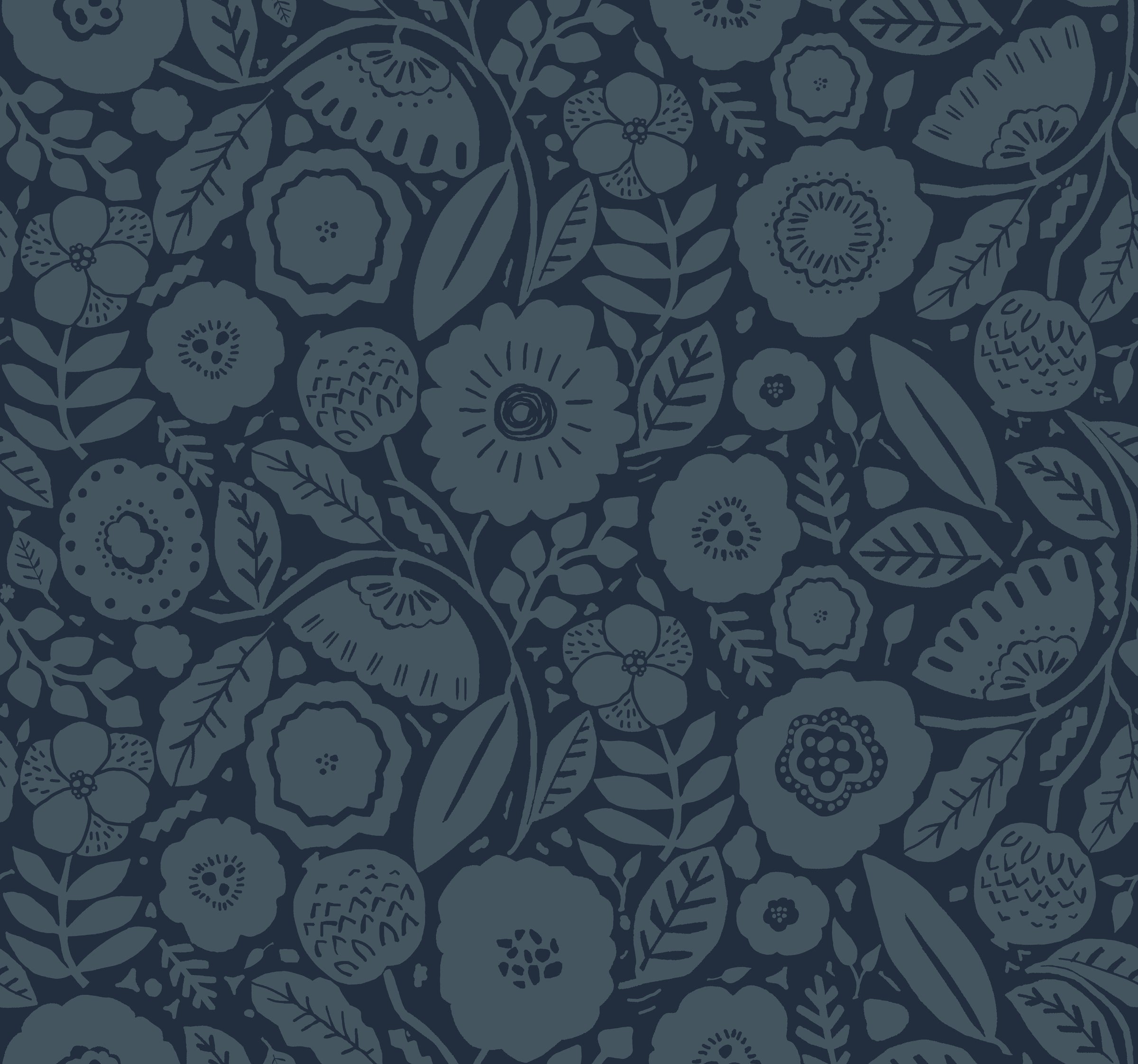 Camille Blossom Wallpaper - Indigo - York Wallcoverings - LM5396