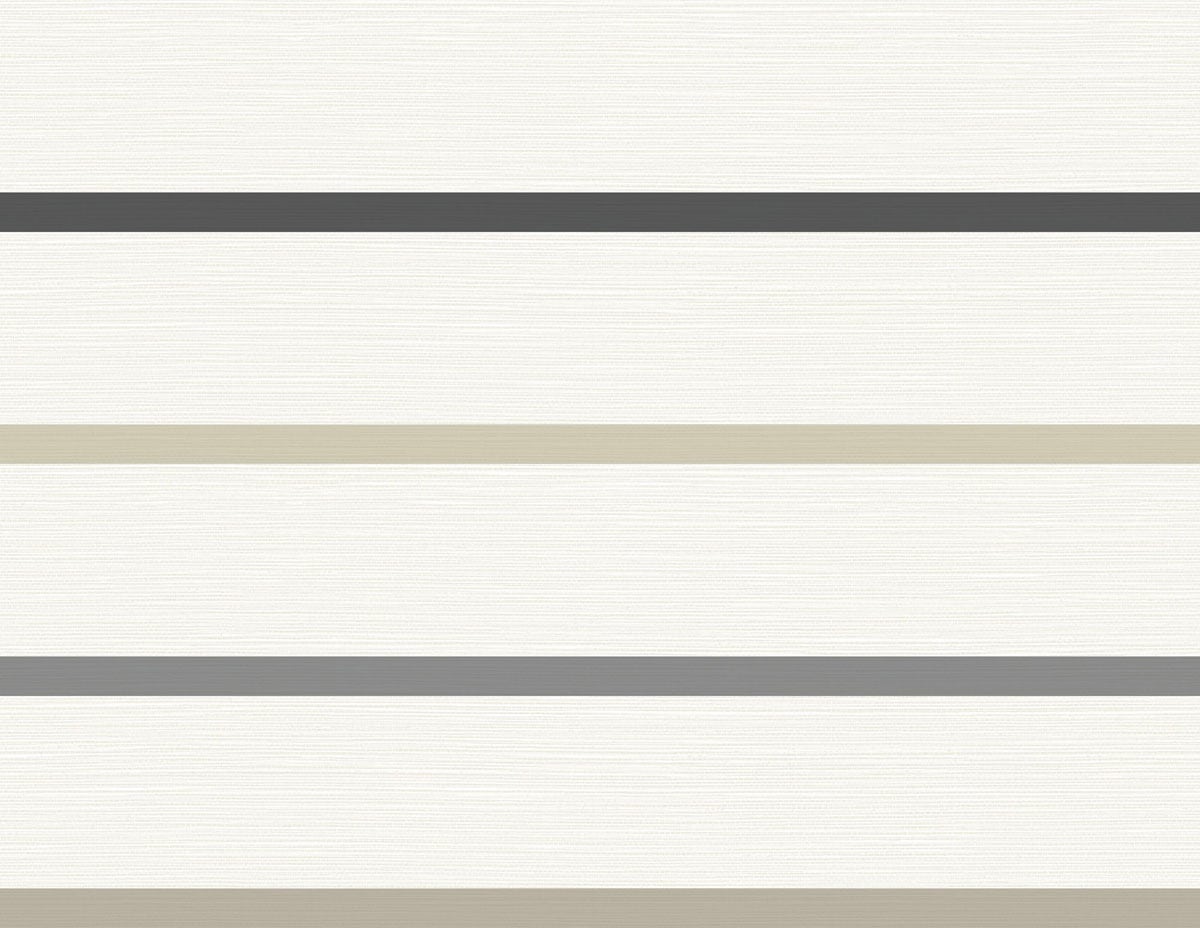 Lillian August LN11400 Luxe Retreat Crew Stripe  Wallpaper Ivory, Wrought Iron, and Sand Dollar