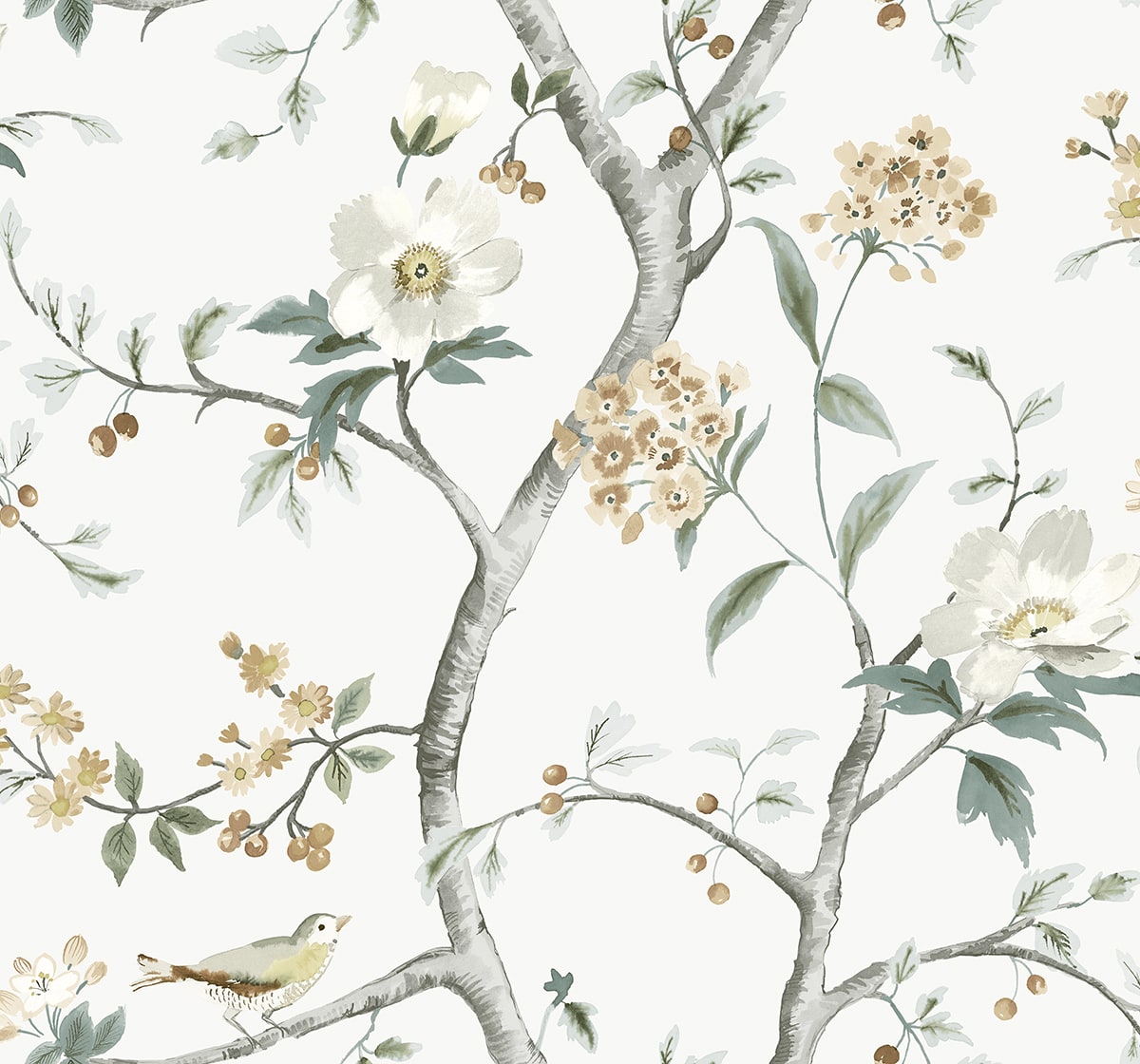 Lillian August LN40008 Coastal Haven Sparrow Haven  Embossed Vinyl  Wallpaper Agave & Cider