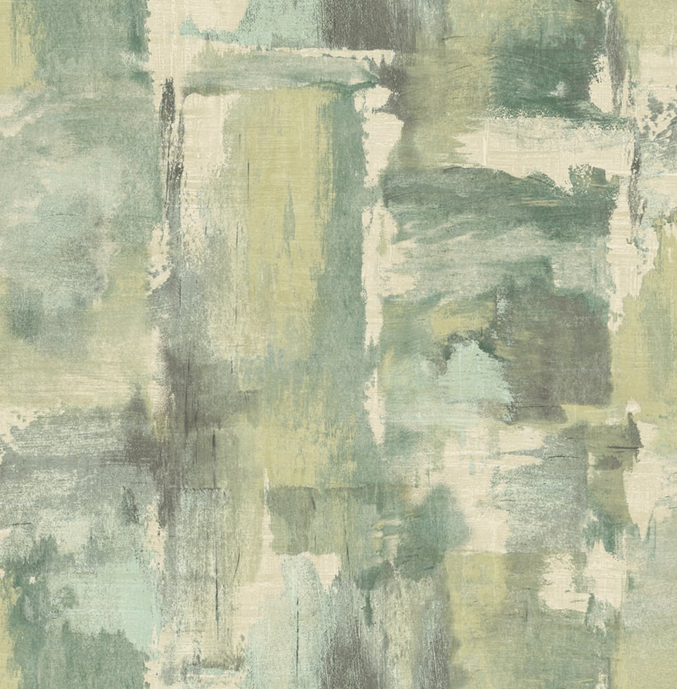 Seabrook Designs LW51304 Living with Art Dry Brush Faux  Wallpaper Everglades and Moss Green