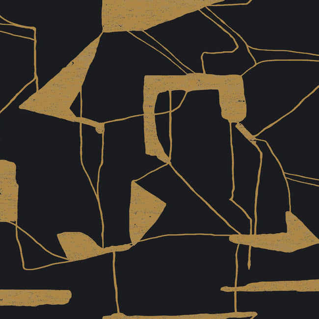 Abstract Geo Wallpaper - Black/Gold - York Wallcoverings - MD7115