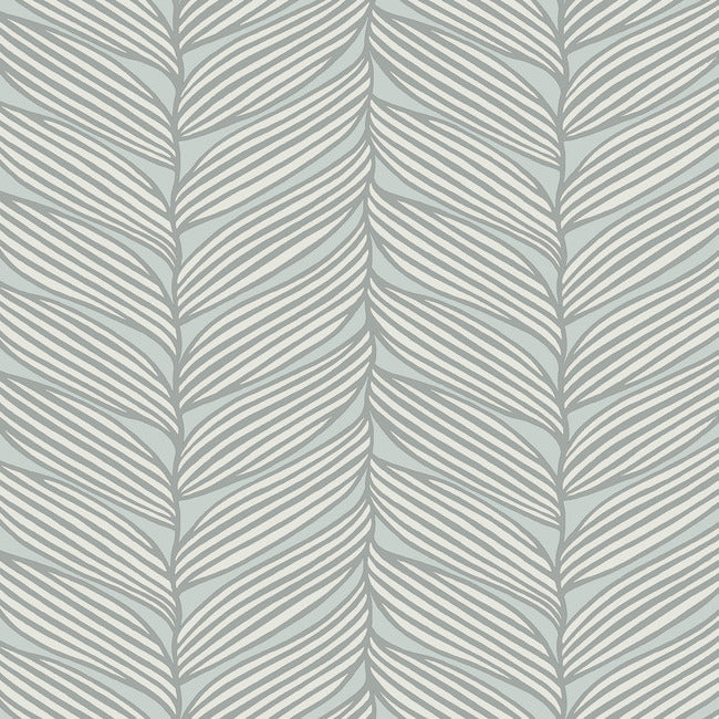 Luminous Leaves Wallpaper - Spa/Silver - York Wallcoverings - MD7165