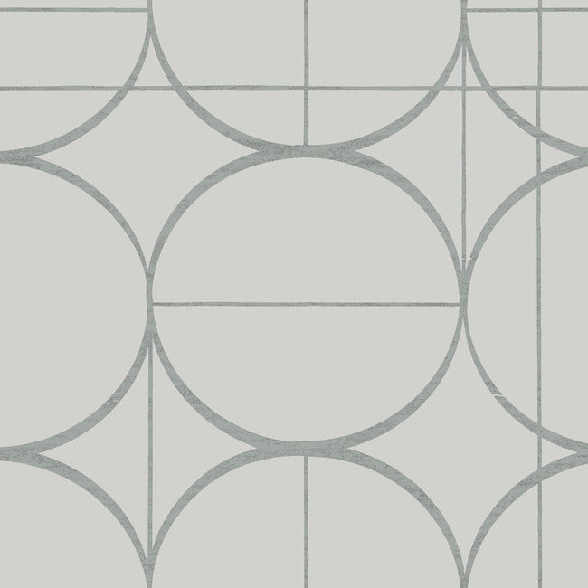 Sun Circles Wallpaper - Fog/Silver - York Wallcoverings - MD7205