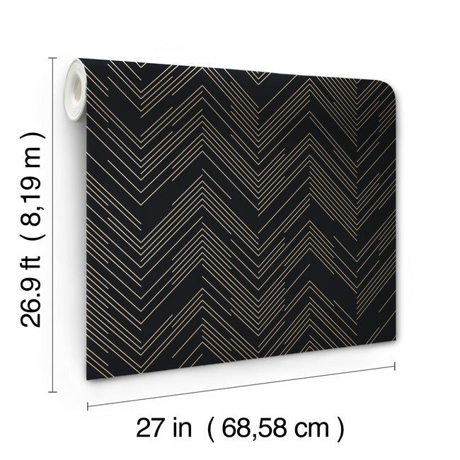 polished-chevron-wallpaper-black-gold-york-wallcoverings-md7221