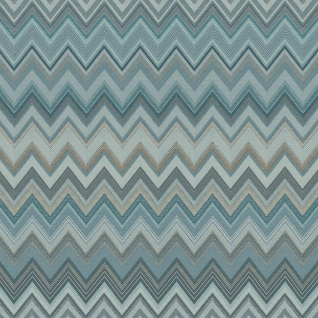 Happy Zig Zag Wallpaper - Blue/Multi - York Wallcoverings - MI10335