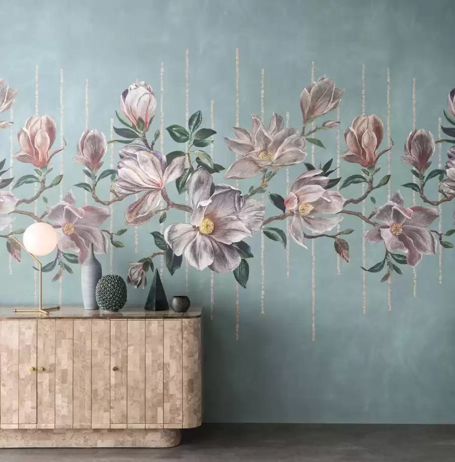 Folium Magnolia Frieze Charcoal/Pink - Osborne & Little - W7338-01 Osborne & Little