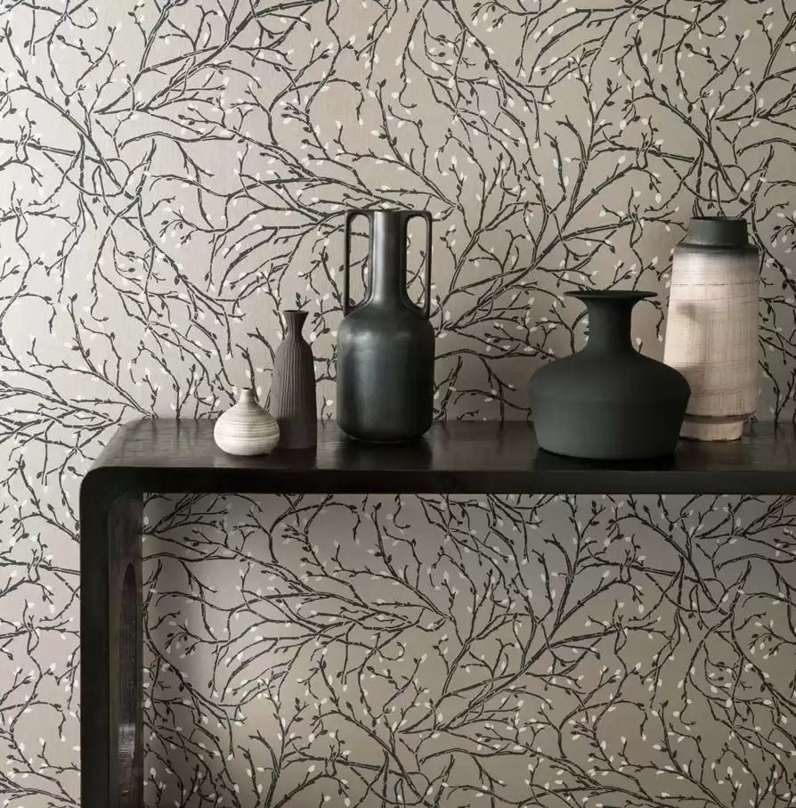 Folium Twiggy Eau De Nil/White/Silver - Osborne & Little - W7339-05 Wallcovering