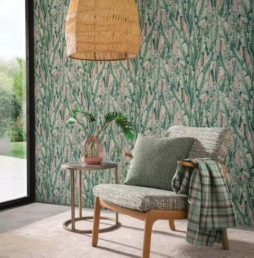 Folium Tiger Leaf Mint/Blush - Osborne & Little - W7333-01 Wallcovering