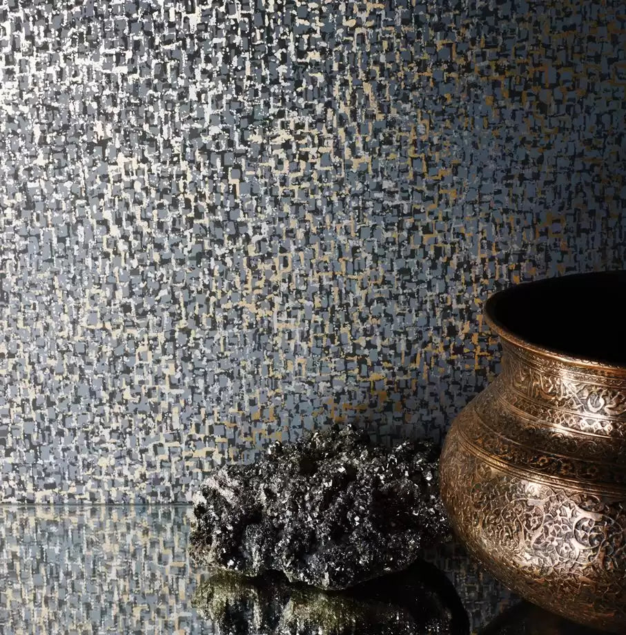 Pasha Tesserae Slate/Metal Bronze - Osborne & Little - W6754-05 -Wallpaper