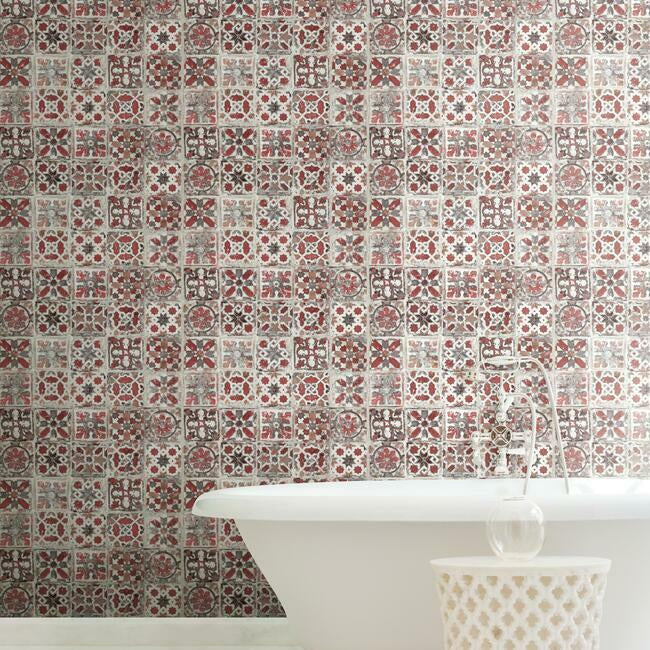 encaustic-tile-premium-premium-peel-stick-wallpaper-red-jasper-york-wallcoverings-psw1300rl